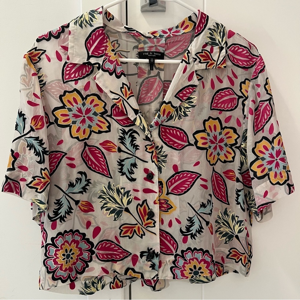 Rag & Bone Mare Cropped Floral Shirt- Size XS; Excellent Condition